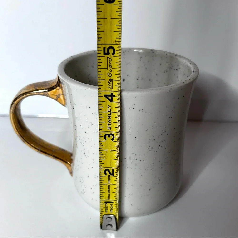 Anthropologie Light and Love Mug Gold Crackle Handle
